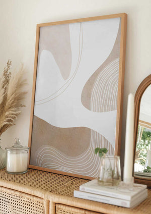 Tablou înramat „Abstract Earth Tones with Organic Lines” de Melloi Art Prints