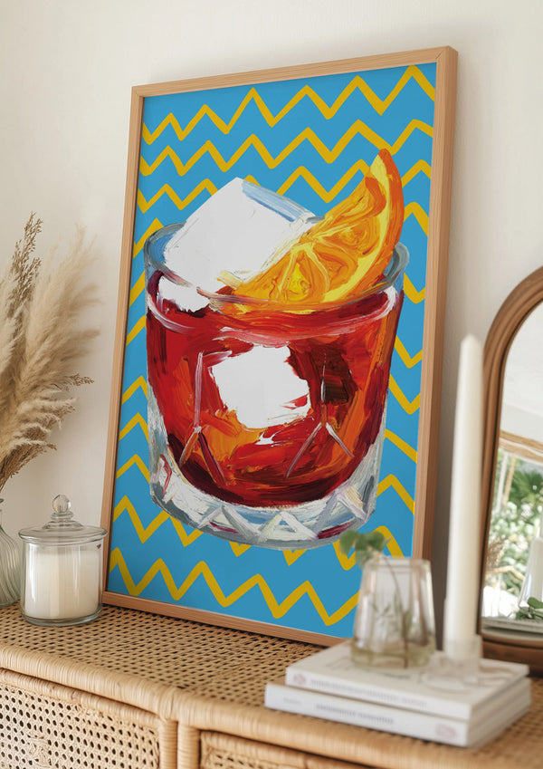 Tablou înramat „Negroni Blue” de Alice Straker