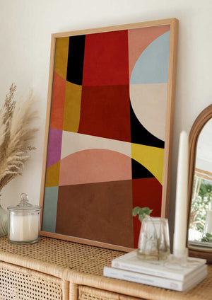 Tablou înramat „Warm Colors Bauhaus Geometry2” de Ana Rut Bre