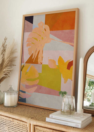 Tablou înramat „Organic Bauhaus Geometry Leaves” de Ana Rut Bre