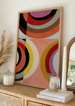 Tablou înramat „Warm Colors Bauhaus Geometry3” de Ana Rut Bre