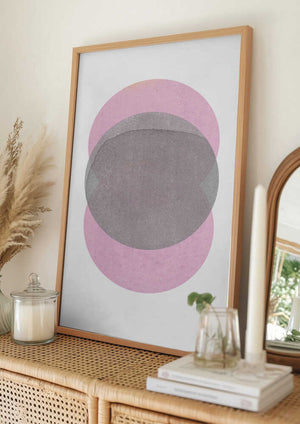 Tablou înramat „Gray Pink Circles” de Louise van Terheijden