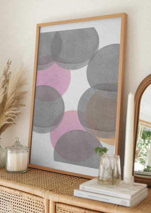 Tablou înramat „Gray Pink Circles Ii” de Louise van Terheijden