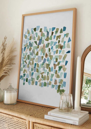 Tablou înramat „Green Mossy Seaglass” de Louise van Terheijden