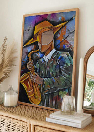 Tablou înramat „Jazz Sax Man” de Ricardo Maya