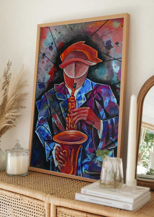 Tablou înramat „Sax Jazz Man” de Ricardo Maya