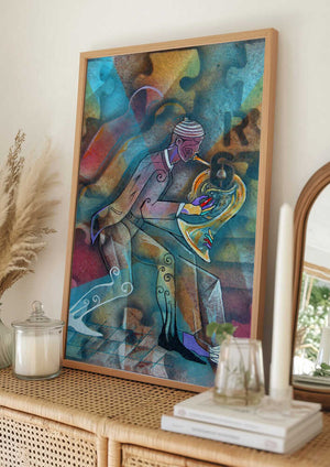 Tablou înramat „Musician in trance” de Ricardo Maya