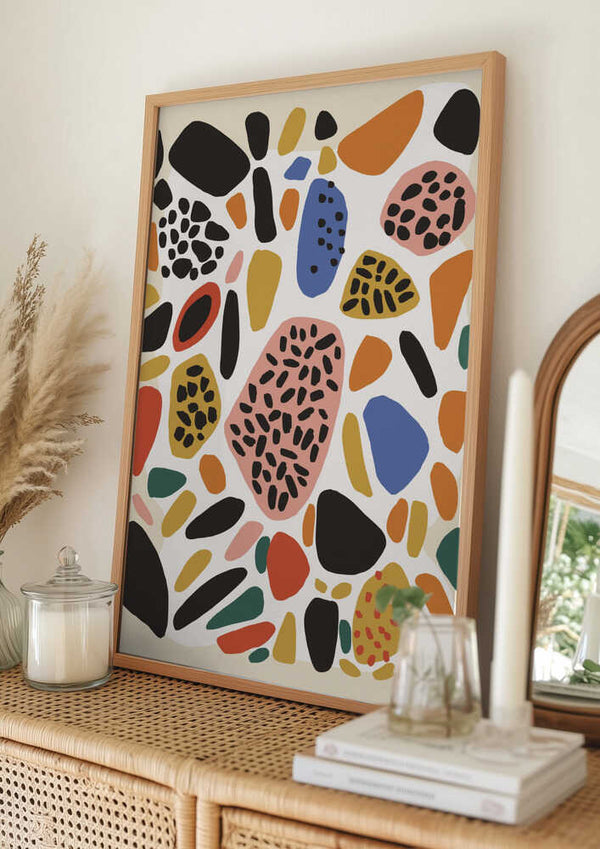 Tablou înramat „Vibrant Pebble Mosaic” de Treechild