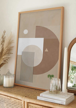Tablou înramat „Neutral Semicircles Poster” de Elena Ristova