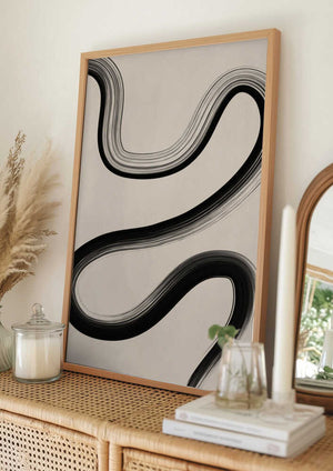 Tablou înramat „Black Brush Stroke Art” de Elena Ristova