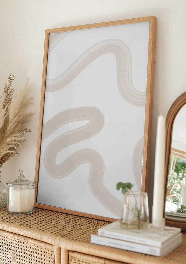 Tablou înramat „Beige Brush Stroke Poster” de Elena Ristova