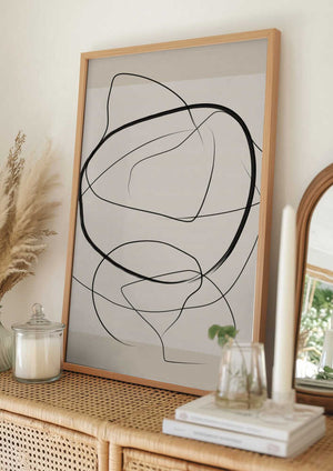Tablou înramat „Soft Abstract Lines Art” de Elena Ristova