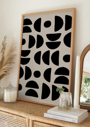 Tablou înramat „Geometric Semi Circles Pattern” de Elena Ristova