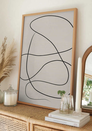 Tablou înramat „Swirling One Line Art” de Elena Ristova