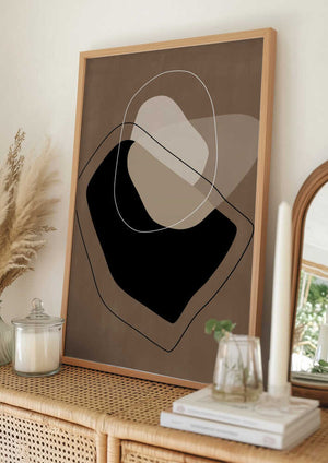 Tablou înramat „Layered Organic Shapes in Neutral Tones” de Elena Ristova