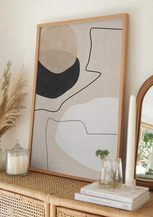 Tablou înramat „Organic Shapes &amp; Lines Painting” de Elena Ristova