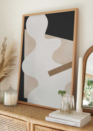 Tablou înramat „Beige Graphic Curves Art” de Elena Ristova