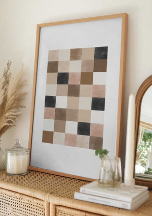 Tablou înramat „Geometric Pattern of Muted Earthy Tones” de Elena Ristova