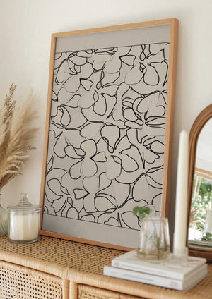 Tablou înramat „Seamless Pattern of Outlined Flowers” de Elena Ristova