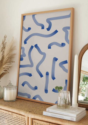 Tablou înramat „Blue Meandering Paths” de Elena Ristova