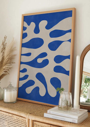 Tablou înramat „Organic Blue Shapes” de Elena Ristova