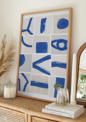 Tablou înramat „Minimalist Blue Brushstrokes” de Elena Ristova