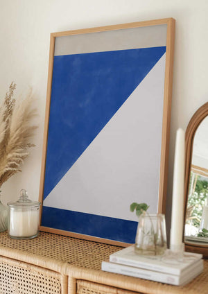 Tablou înramat „Blue Geometric Play” de Elena Ristova