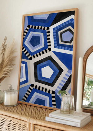 Tablou înramat „Geometric Pattern With Hexagonal Shape” de Elena Ristova