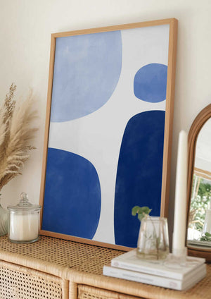Tablou înramat „Blue Geometric Flow” de Elena Ristova
