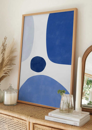 Tablou înramat „Blue Harmony Shapes” de Elena Ristova