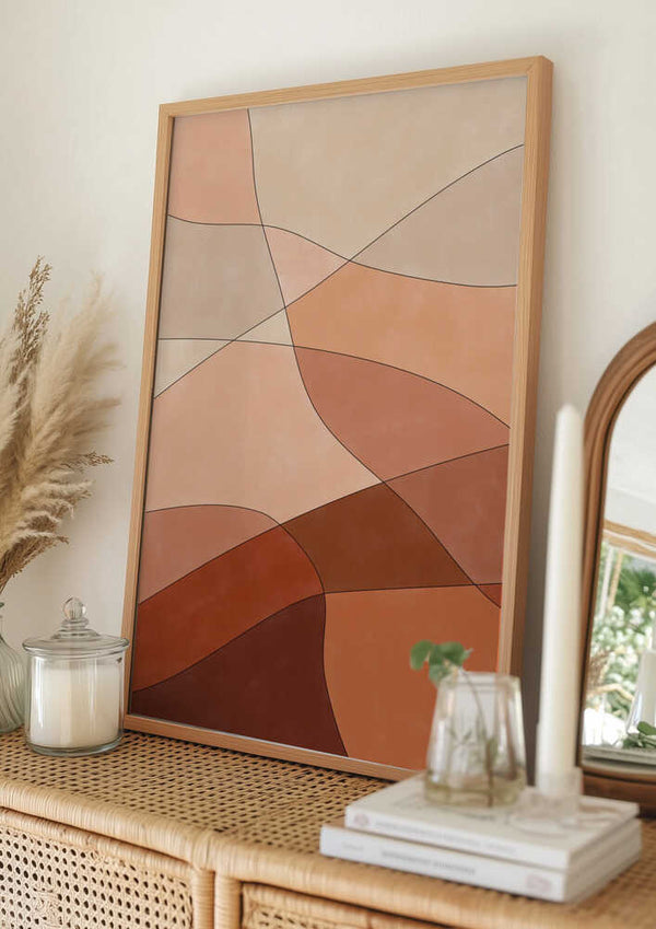 Tablou înramat „Flowing Lines And Warm Earth Tones” de Elena Ristova