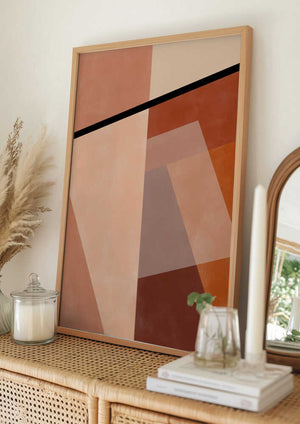 Tablou înramat „Geometric Shapes And Warm Earth Tones” de Elena Ristova