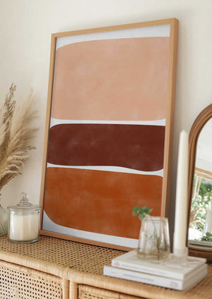 Tablou înramat „Three Stacked Earthy Toned Rectangles” de Elena Ristova