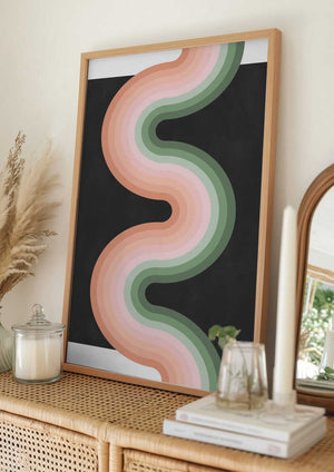 Tablou înramat „Wavy Pattern With Layered Pastel Tones” de Elena Ristova
