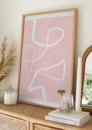 Tablou înramat „Blush Flow Lines” de Elena Ristova
