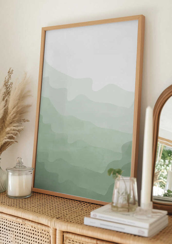 Tablou înramat „Emerald Wave Scape” de Elena Ristova