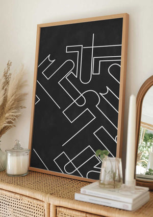 Tablou înramat „Geometric Maze Lines” de Elena Ristova
