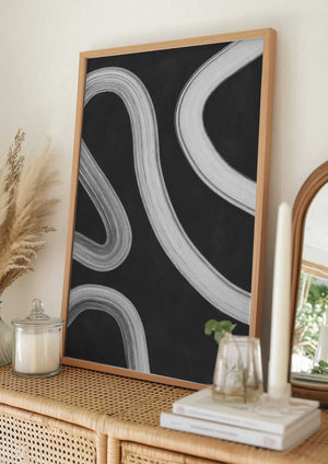 Tablou înramat „Curved Monochrome Paths” de Elena Ristova