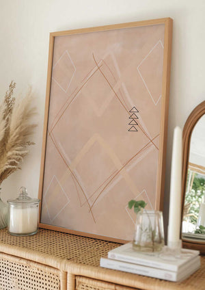 Tablou înramat „Abstract Geometric Art Beige Tones” de Elena Ristova