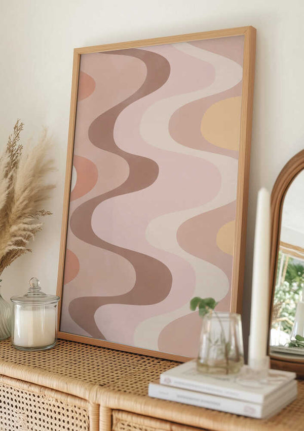 Tablou înramat „Retro-Style Wavy Patterns” de Elena Ristova