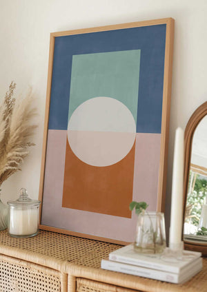 Tablou înramat „Geometric Shapes And A Muted Color Palette” de Elena Ristova