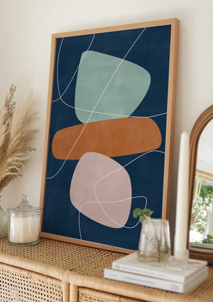 Tablou înramat „Floating Shapes” de Elena Ristova