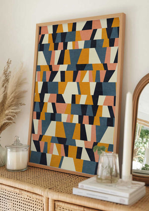 Tablou înramat „Rainbow Plus Shapes  Blue Mustard14” de Ana Rut Bre