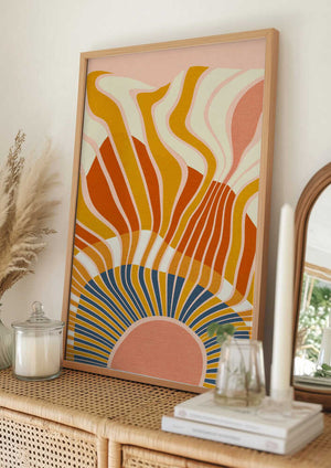 Tablou înramat „Rainbow Plus Shapes  Blue Mustard12” de Ana Rut Bre