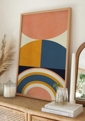 Tablou înramat „Rainbow Plus Shapes  Blue Mustard10” de Ana Rut Bre