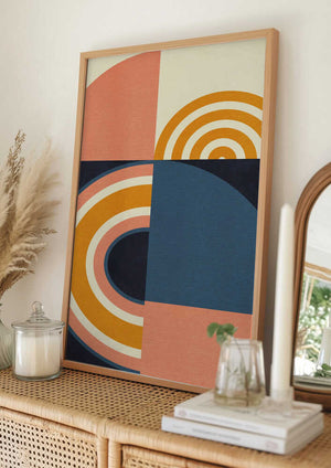 Tablou înramat „Rainbow Plus Shapes  Blue Mustard9” de Ana Rut Bre