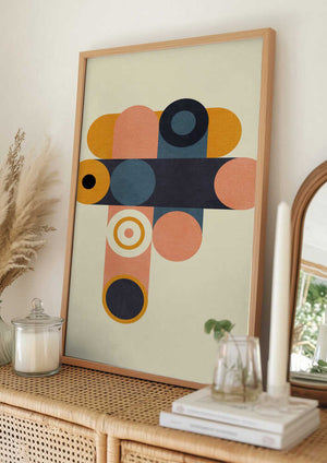 Tablou înramat „Rainbow Plus Shapes  Blue Mustard8” de Ana Rut Bre