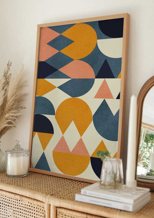 Tablou înramat „Rainbow Plus Shapes  Blue Mustard6” de Ana Rut Bre