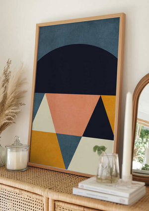 Tablou înramat „Rainbow Plus Shapes  Blue Mustard4” de Ana Rut Bre