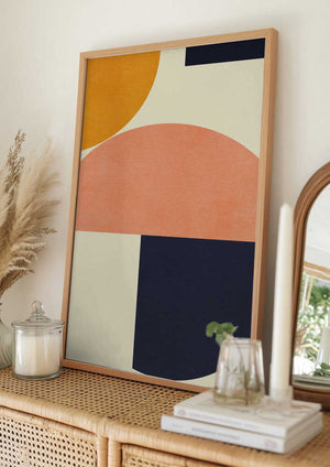 Tablou înramat „Rainbow Plus Shapes  Blue Mustard2” de Ana Rut Bre